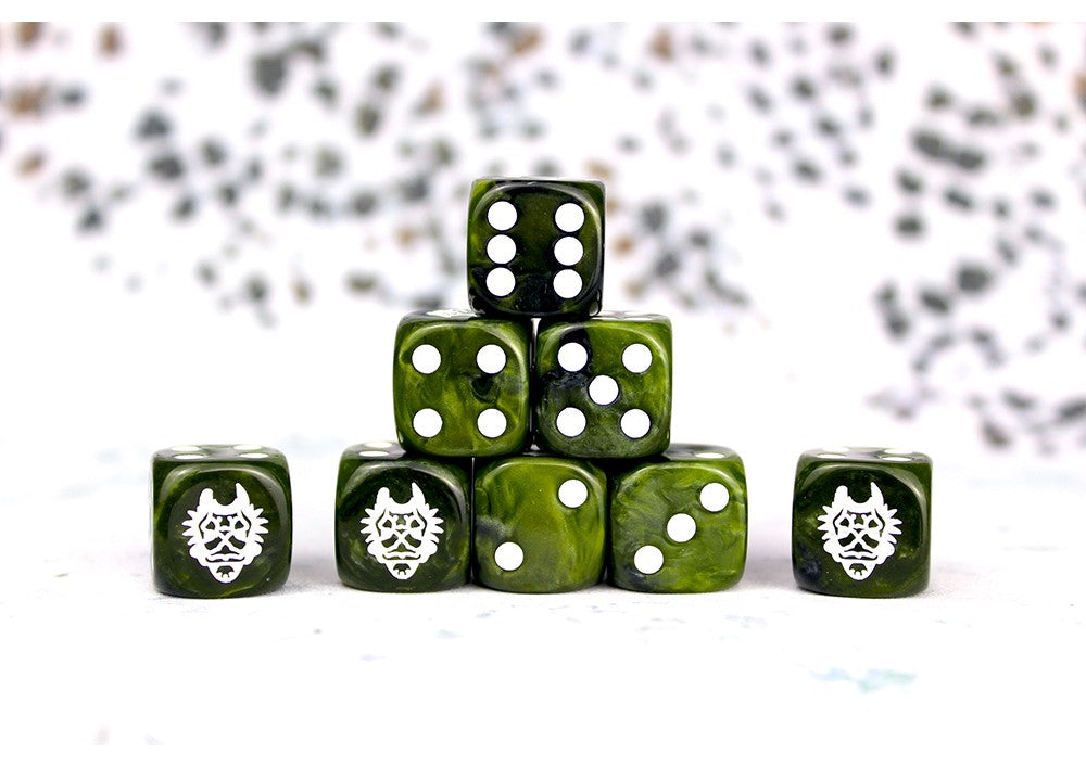 W'adrhŭn Faction Dice On Green Swirl